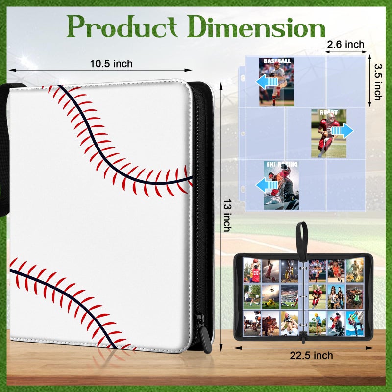 POKONBOY 9 Pocket Baseball Card Binder for 900 Cards, Trading Card Binder Collection Album Holder with Sleeves for Football Sports Games Cards - Image 2
